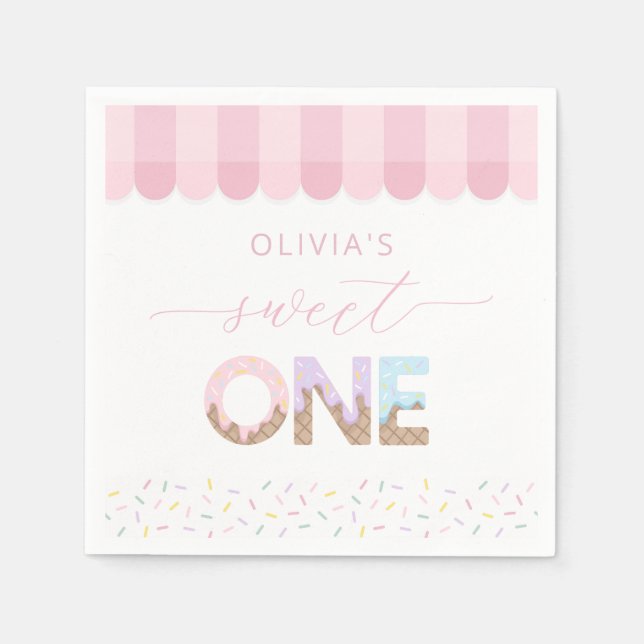 Sweet One Ice Cream Birthday Napkins (Front)
