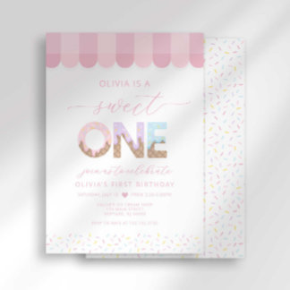 Sweet One Ice Cream First Birthday Invitation