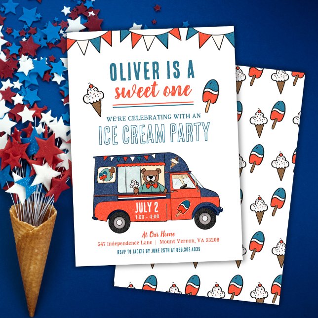 Sweet One Ice Cream Party 1st Birthday Invitation (Creator Uploaded)