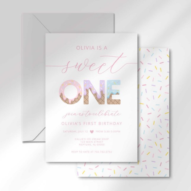Sweet One Ice Cream Party Invitation (Creator Uploaded)