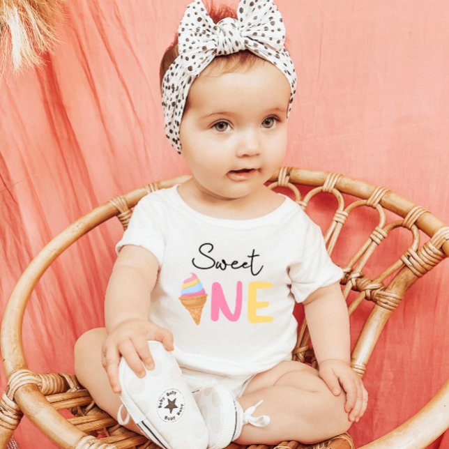 Sweet ONE Ice Cream Summer Treat 1st Birthday Baby T-Shirt (Creator Uploaded)