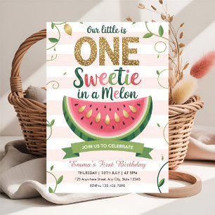 Sweet One in a Melon 1st Birthday Invitation