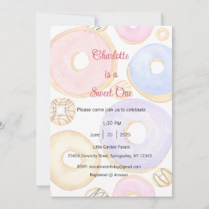 Sweet One Invitation, Doughnut One Party Invitation