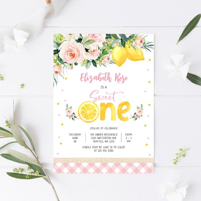 Sweet One Lemon Birthday Invitation (Creator Uploaded)