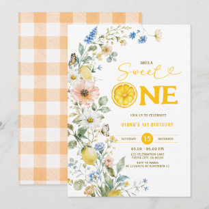 Sweet One Lemon Birthday Invitation