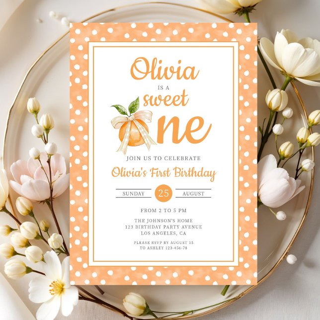 Sweet One Orange Citrus 1st Birthday Invitation (Sweet One Orange Citrus 1st Birthday Invitation)