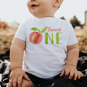 Sweet One Peach Watercolor 1st Birthday Girl Baby T-Shirt