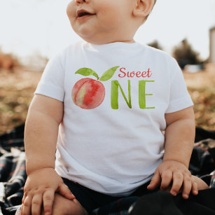 Sweet One Peach Watercolor 1st Birthday Girl  Baby T-Shirt