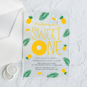 Sweet One Pineapple 1st Birthday Party Acrylic Invitations