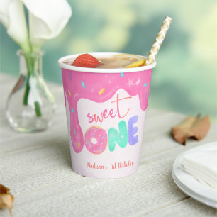 Sweet One Pink Frosting Girl's First Birthday Paper Cups