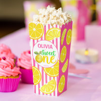 Sweet one pink lemonade birthday party popcorn