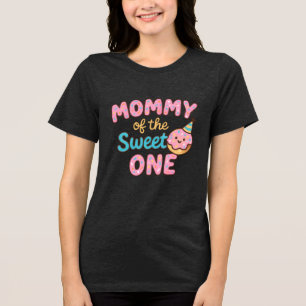 Sweet One’s Mummy – Cute Doughnut Birthday Design Tri-Blend Shirt