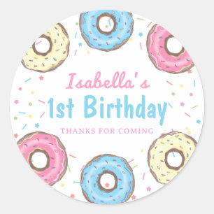 Sweet One Sprinkles Doughnut 1st Birthday Thank Yo Classic Round Sticker