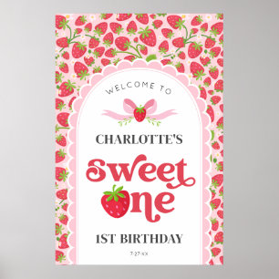 Sweet One Strawberry 1st Birthday 24x36 Welcome Poster