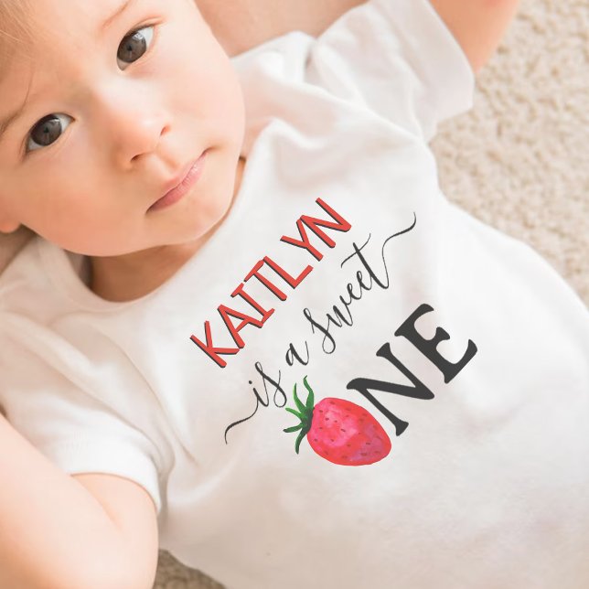 Sweet One Strawberry 1st Birthday Baby T-Shirt (Creator Uploaded)
