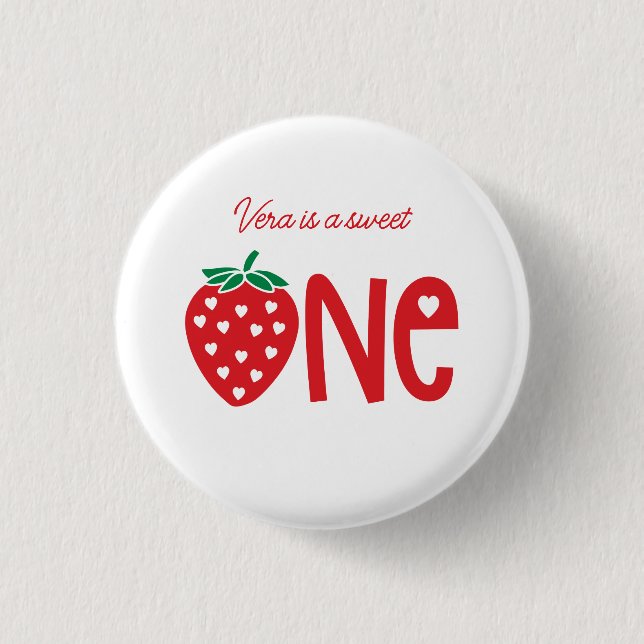 Sweet One Strawberry Theme First Birthday 3 Cm Round Badge (Front)