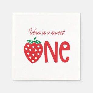 Sweet One Strawberry Theme First Birthday Paper Napkin
