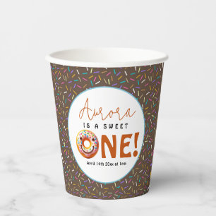 Sweet One watercolor cute doughnuts 1st birthday Paper Cups