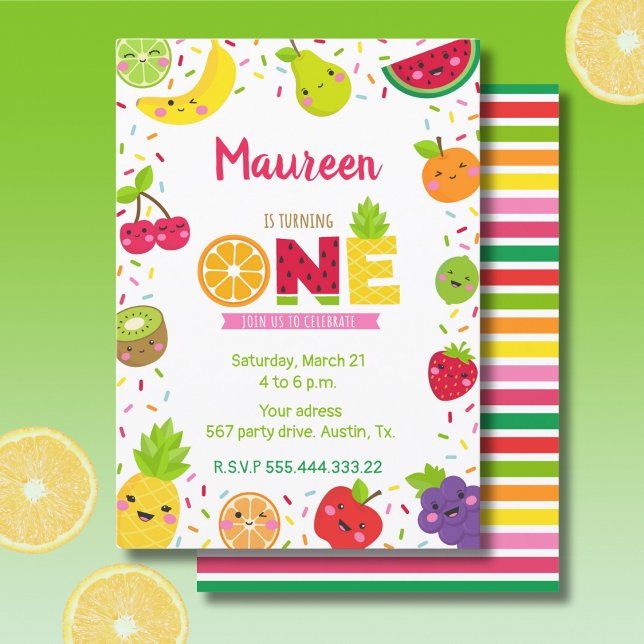 sweet one year invitation, fruit party invitation (Creator Uploaded)
