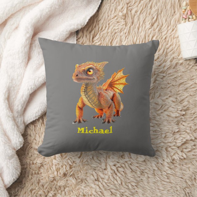 Sweet Orange and Gold Baby Dragon Cushion (Blanket)