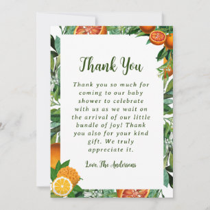 Sweet Orange Baby Shower Thank You Card