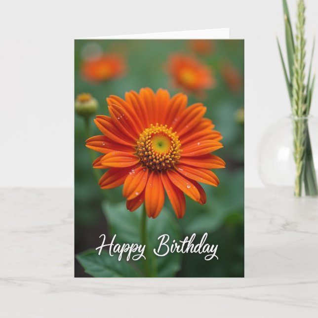 Sweet Orange Bloom Birthday Card (Front)