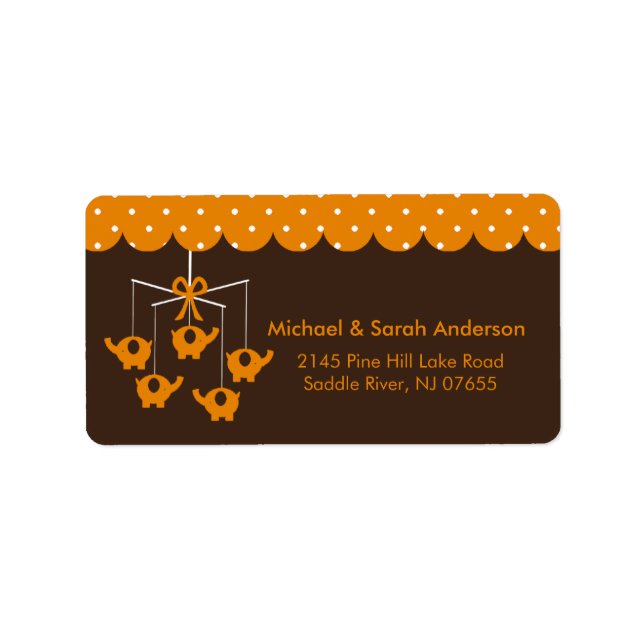 Sweet Orange Elephant Mobile Address Label (Front)