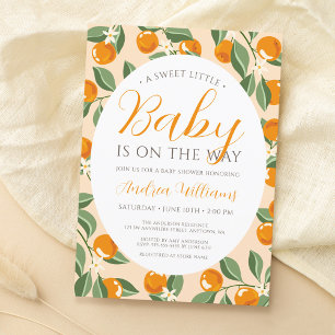 Sweet Orange Floral Branches Citrus Baby Shower Invitation