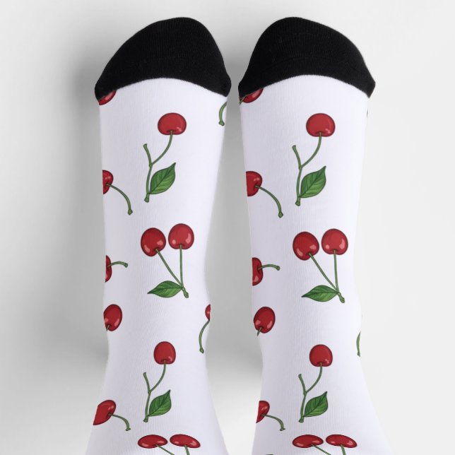 Sweet Orchard Cherry Pattern Socks (Top)