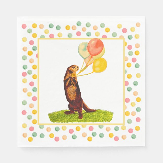 Sweet Otter Colourful Balloons Napkins (Front)