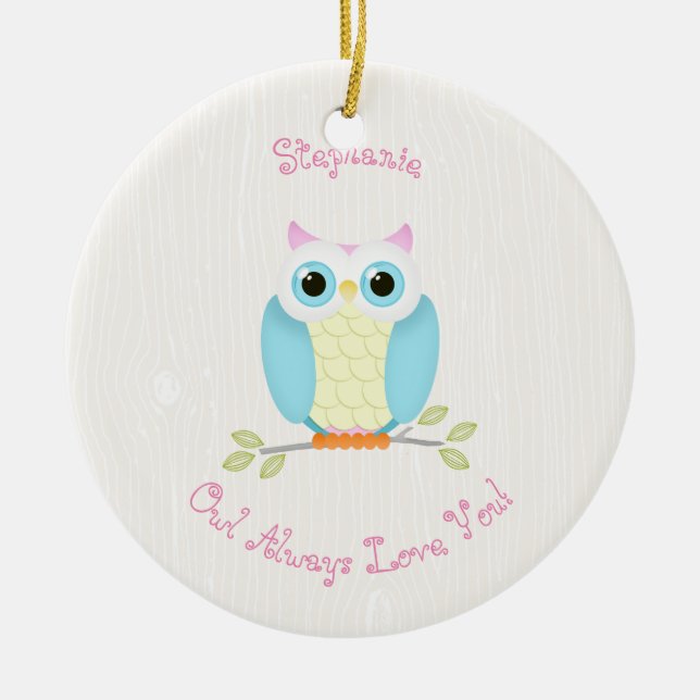 Sweet Owl Birthday Ceramic Tree Decoration (Front)