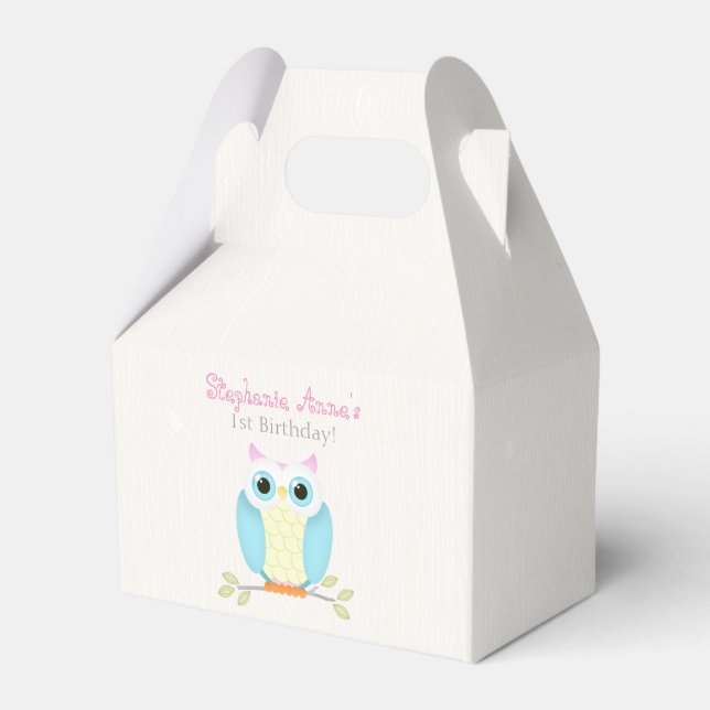 Sweet Owl Birthday Favour Box (Front Side)