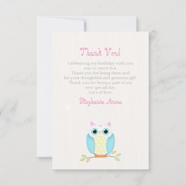 Sweet Owl Birthday Invitation (Front)