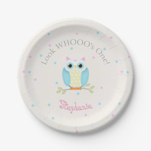 Sweet Owl Birthday Paper Plate