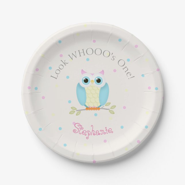Sweet Owl Birthday Paper Plate (Front)