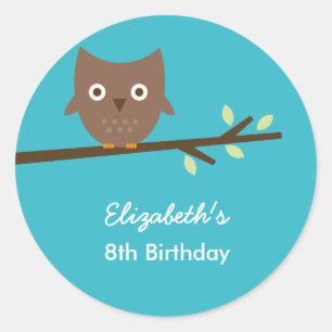 Sweet Owl Favour Stickers (Turquoise)