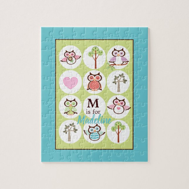 Sweet Owl Sampler Personalised Jigsaw Puzzle (Vertical)