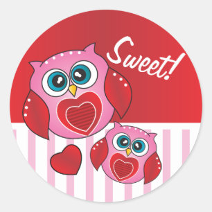 Sweet Owl Valentine Classic Round Sticker