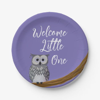 Sweet Owlet Paper Plate in Dark Purple 