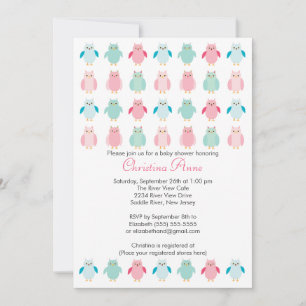 Sweet Owls Neutral Baby Shower Invitations