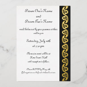 Sweet Paisley Hearts in Black Foil Invitation
