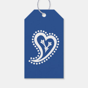 Sweet Paisley Hearts in Blue Gift Tag