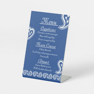Sweet Paisley Hearts in Blue Pedestal Sign