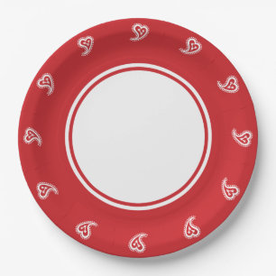 Sweet Paisley Hearts in Cherry Paper Plate