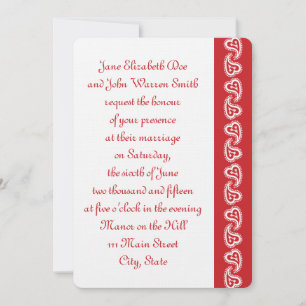 Sweet Paisley Hearts in Cherry Wedding Invitation