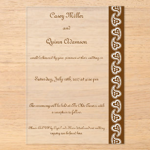 Sweet Paisley Hearts in Chocolate Acrylic Wedding Invitations