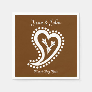 Sweet Paisley Hearts in Chocolate Napkins