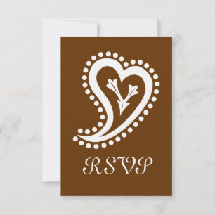 Sweet Paisley Hearts in Chocolate RSVP Card