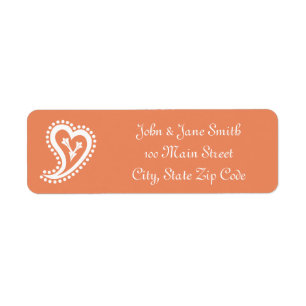 Sweet Paisley Hearts in Coral Return Address Label