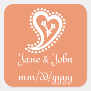 Sweet Paisley Hearts in Coral Sticker